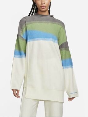 NIKE YOGA Therma-FIT ADV XXL Cozy  Wool Sweater White Colorband Logo Rare Find